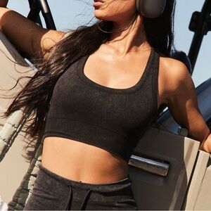 Free People Washed Black Go To Bra M/L sports bra